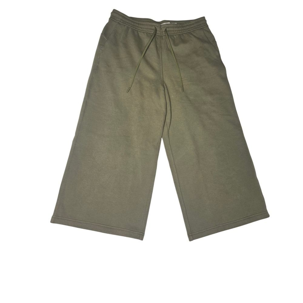 Lululemon Scuba High-Rise Wide-Leg Pant Women 14 Olive‎ Green Fleece Cropped